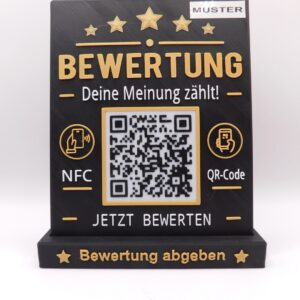 Personalisiertes Bewertungsschild mit QR-Code & NFC