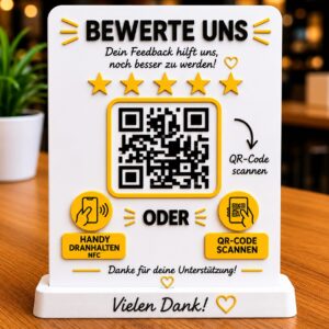 Google Bewertungsschild mit QR-Code & NFC aus dem 3D-Druck